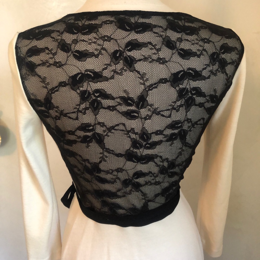 Diane Von Furstenberg Ivory Wool seduction wrap Dress w/Black Lace back size 4 - Picture 8 of 17